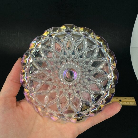 Clear Glass Iridescent Crystal Hershey Kiss Textured Trinket Candy Dish w Lid - Picture 14 of 16